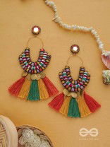 Kalatmaka - The Artistic Aura - Resham, Beads And Coins Hand Embroidered Earrings
