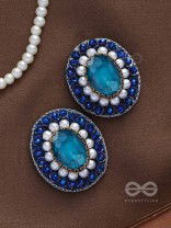 AMRITARA - THE ETERNAL ESSENCE - STONE, PEARLS AND SEQUINS EMBROIDERED EARRINGS