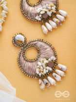 DHARANIKA - THE EARTHY HUES - RESHAM, BEADS & SHELL DROP EMBROIDERED EARRINGS
