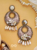 DHARANIKA - THE EARTHY HUES - RESHAM, BEADS & SHELL DROP EMBROIDERED EARRINGS
