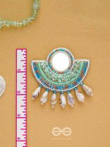 Sagarini - The Aquatic Gleam - Mirror, Sequins, Shell Drop And Beads Hand Embroidered Earrings (Blue)