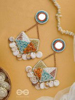 ANVESAKA - THE TREASURE SEEKER - STONES, BEADS, SEQUINS AND MIRROR EMBROIDERED EARRINGS