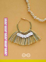 TATRABHAVA - THE COASTAL CARNIVALS - BEADS AND COTTON THREADS EMBROIDERED HOOP EARRINGS