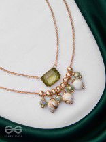 The Earthy Elegance - Green Multilayer Neckpiece With Anti-Tarnish Coating 