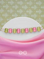 The Tropical Blush - Statement Choker Neckpiece With Anti-Tarnish Coating (Pink & Green)