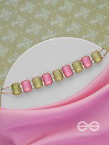 The Tropical Blush - Statement Choker Neckpiece With Anti-Tarnish Coating (Pink & Green)