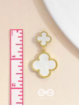 GOOD LUCK CHARM - GOLDEN & WHITE DROP EARRINGS