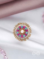 UPARATI - REFLECTION OF CALMNESS - BEADS AND PEARLS EMBROIDERED RING (MULTICOLOR)
