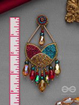 AMOHA - THE MESMERISING TWILIGHT - GLASS DROPS, STONE, CUTDANA AND BEADS EMBROIDERED EARRINGS (MULTICOLOR)