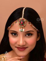 MADHUVARDHA - A RED CLOUD - STONE AND BEADS EMBROIDERED MAANGTIKA