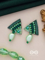 UDBHID - THE SPROUTING VITALITY - SEQUINS AND BEADS EMBROIDERED EARRINGS (GREEN)