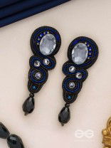 Vartulya - The Curvaceous Beauty - Stone, Beads And Sequins Hand Embroidered Earrings