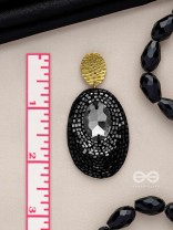 ASHMAK - THE DUSKY STONE - STONE AND CUTDANA EMBROIDERED EARRINGS (BLACK)
