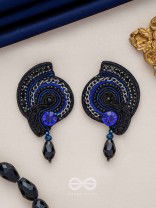 ASULABHA - TREASURE BEYOND REACH - BEADS, STONE AND GLASS DROP EMBROIDERED EARRINGS