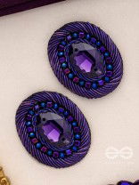 KASHYAPI - THE INDIGO GLOW - STONE AND BEADS EMBROIDERED EARRINGS (PURPLE & ROYAL BLUE)