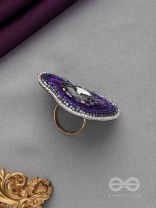 ANAVRITI - THE UNFURLING ELEGANCE - STONE, SEQUINS AND BEADS EMBROIDERED RING (PURPLE)