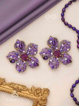 SVABHĀVIKA - THE NATURAL GRACE - STONE, SEQUINS AND PEARLS EMBROIDERED EARRINGS (PURPLE)