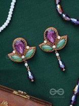 MANIRANJINI - DELIGHTENING IN JEWELS - STONES, BEADS, GLASS AND PEARL DROP EMBROIDERED EARRINGS