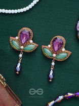 MANIRANJINI - DELIGHTENING IN JEWELS - STONES, BEADS, GLASS AND PEARL DROP EMBROIDERED EARRINGS