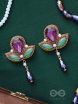 MANIRANJINI - DELIGHTENING IN JEWELS - STONES, BEADS, GLASS AND PEARL DROP EMBROIDERED EARRINGS