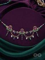 Aabharan - The Royal Ornament - Stones, Beads, Glass And Pearl Drop Embroidered Neckpiece With Anti-Tarnish Coating