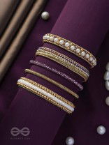 AVIBHA - THE SHINY GALAXY - PEARLS, BEADS AND CUTDANA EMBROIDERED BANGLES (SET OF 5)