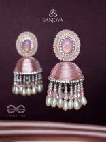 ADHAMA - THE BLUSHING RADIANCE - STONE, SEQUINS AND PEARLS EMBROIDERED EARRINGS