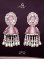 ADHAMA - THE BLUSHING RADIANCE - STONE, SEQUINS AND PEARLS EMBROIDERED EARRINGS