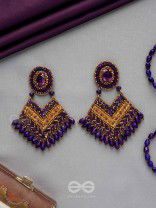 RATRIRAJA - THE DARK RADIANCE - STONE, GLASS DROP AND CUT DANA EMBROIDERED EARRINGS