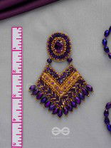 RATRIRAJA - THE DARK RADIANCE - STONE, GLASS DROP AND CUT DANA EMBROIDERED EARRINGS