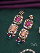 Ananyadharana - The Exclusive Adornment - Stones, Beads And Glass Drops Hand Embroidered Earrings
