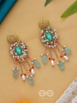 NIRUPADRAVA - THE FLAWLESS BEAUTY - BEADS, STONES AND PEARL DROPS EMBROIDERED EARRINGS