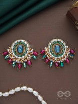 Ritashri - The True Beauty - Stone, Beads And Glass Drops Hand Embroidered Earrings