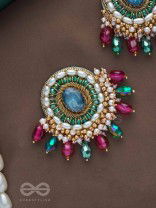 Ritashri - The True Beauty - Stone, Beads And Glass Drops Hand Embroidered Earrings