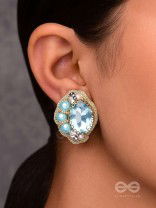 PRABHASVARA - THE RADIANT SKY - STONE, PEARLS AND BEADS EMBROIDERED EARRINGS