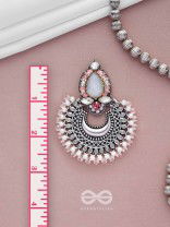 Chandrabhaas - Moon Like Appearance - Beads And Stones Hand Embroidered Oxidised Earrings