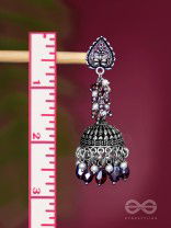 THE TINSEL SWIRLS - BEADED OXIDISED JHUMKA EARRINGS (BROWN)