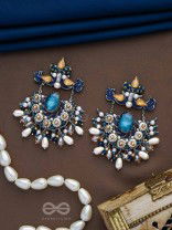 RAJATCHANDALI - THE MOON'S GLAMOUR - STONE, PEARL DROPS AND BEADS EMBROIDERED EARRINGS 