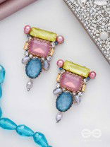 SHRITA - ADORNED WITH STONES - STONE, PEARLS AND GLASS DROP EMBROIDERED EARRINGS