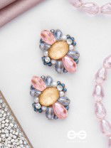 VISHESHAVALI - THE EXQUISITE PICK -STONE, PEARLS AND BEADS EMBROIDERED STUD EARRINGS
