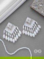 AABDIKA - SNOW LIKE CRYSTALS - SEQUINS, PEARLS AND GLASS DROP EMBROIDERED EARRINGS