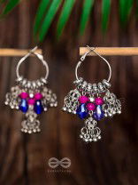 THE WHIMSICAL DREAMCATCHER - EMBELLISHED OXIDISED JHUMKA EARRINGS