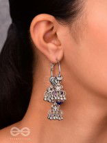 THE WHIMSICAL DREAMCATCHER - EMBELLISHED OXIDISED JHUMKA EARRINGS