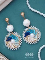 Nirghata- The Tidal Storm- Resham, Beads And Pearl  Hand Embroidered Earrings