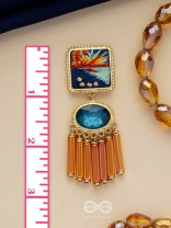 Ajyavari - The Seashore Sunshine - Resham And Stone Hand Embroidered Earrings