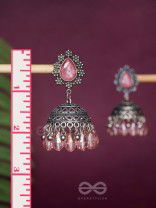 A CORAL CRUSH - EMBELLISHED OXIDISED JHUMKA EARRINGS
