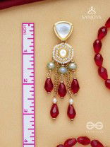 Prenkha - Scarlet Sways - Golden Embellished Polki And Kundan Earrings