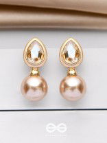 PEARL POP 'N' DROP -  GOLDEN & PEACH EMBELLISHED EARRINGS 