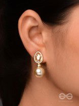 PEARL POP 'N' DROP -  GOLDEN & PEACH EMBELLISHED EARRINGS 