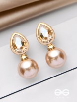 PEARL POP 'N' DROP -  GOLDEN & PEACH EMBELLISHED EARRINGS 